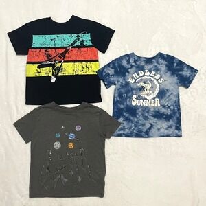 Set of 3 T-Shirt Bundle Graphic Print Short Sleeve Casual Kids Size XS 4-5 / 4T‎